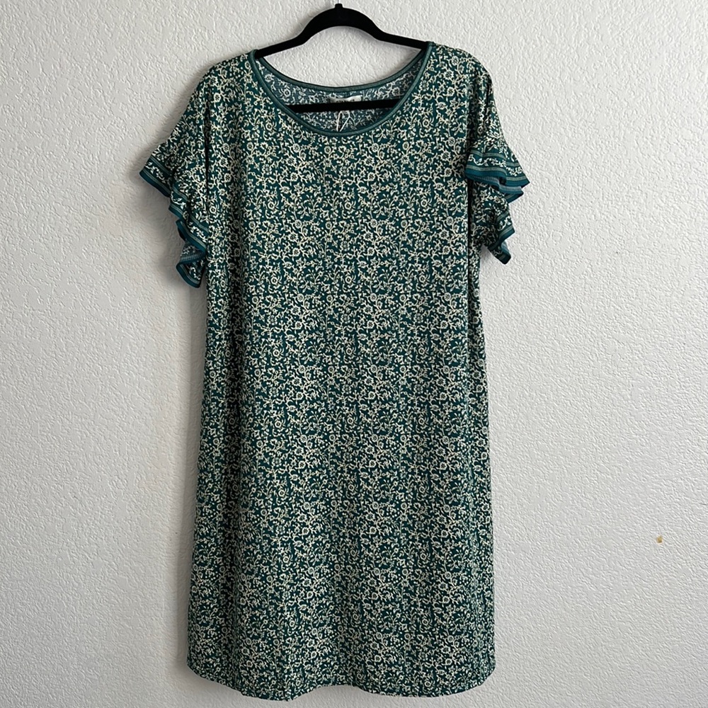 Max Studio Short-sleeve Green & Yellow Dress 🌸🌺🌸
